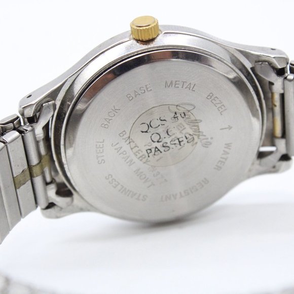 Galaxie By Elgin Watch Mens Steel 37mm Gold Silver Tone Round Stretch Band - Picture 8 of 8